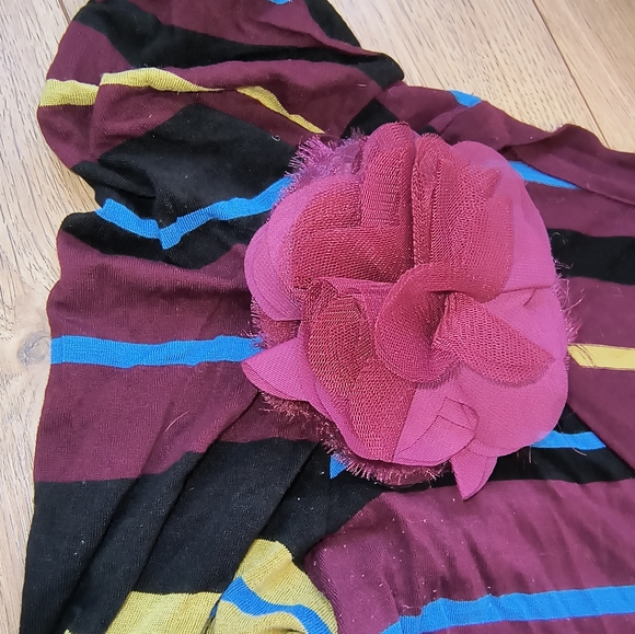 💎 3/$15 XXI Striped Bodycon Retro Dress w/Puff Sleeve & Flower Appliqué in Sz M - Picture 5 of 16